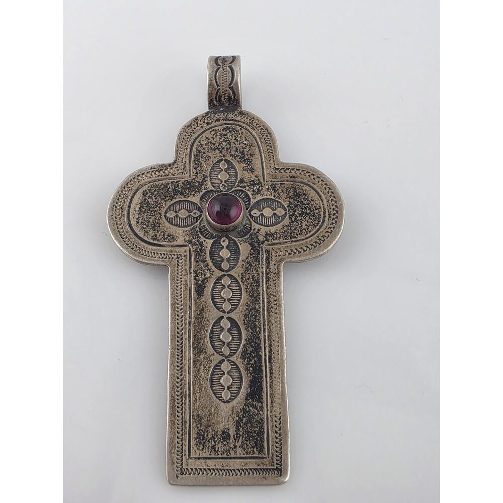 Don Lucas Native American Sterling Silver 925 Gem Stone Cross Pendent - Picture 4 of 14